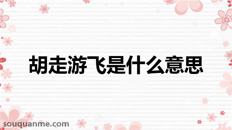 胡走游飞是什么意思 胡走游飞的拼音 胡走游飞的成语解释